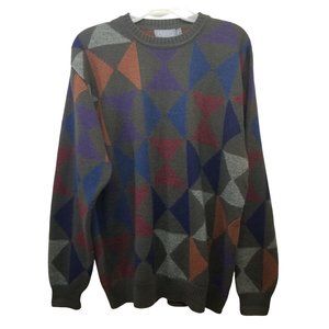 Talbots M Alpaca Sweater Pullover Geometric Cozy‎ Knit 90s Grandpacore